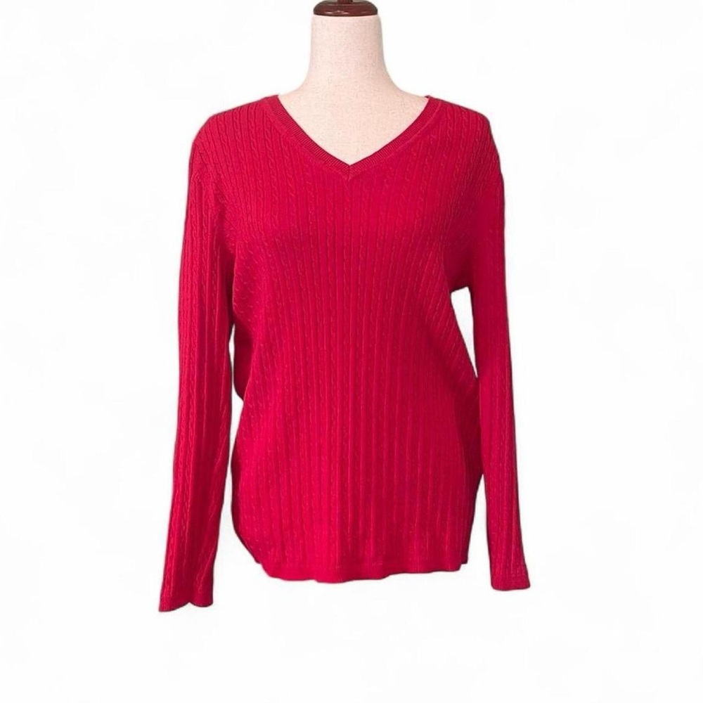 Tommy Hilfiger Red V-Neck Sweater